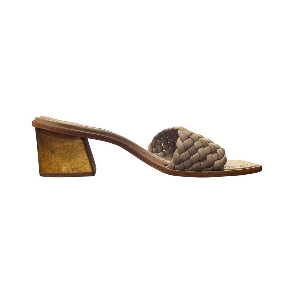 Bernardo Bethesda Woven Leather Beige Sandal Wood Block Heel Mule Womens Size 11 - Picture 7 of 8